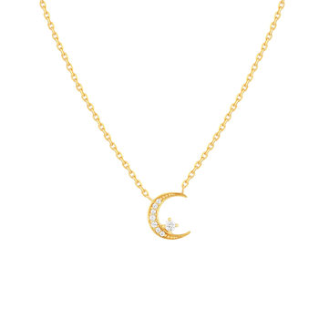 Gold-plated moon necklace with zirconias 45 cm