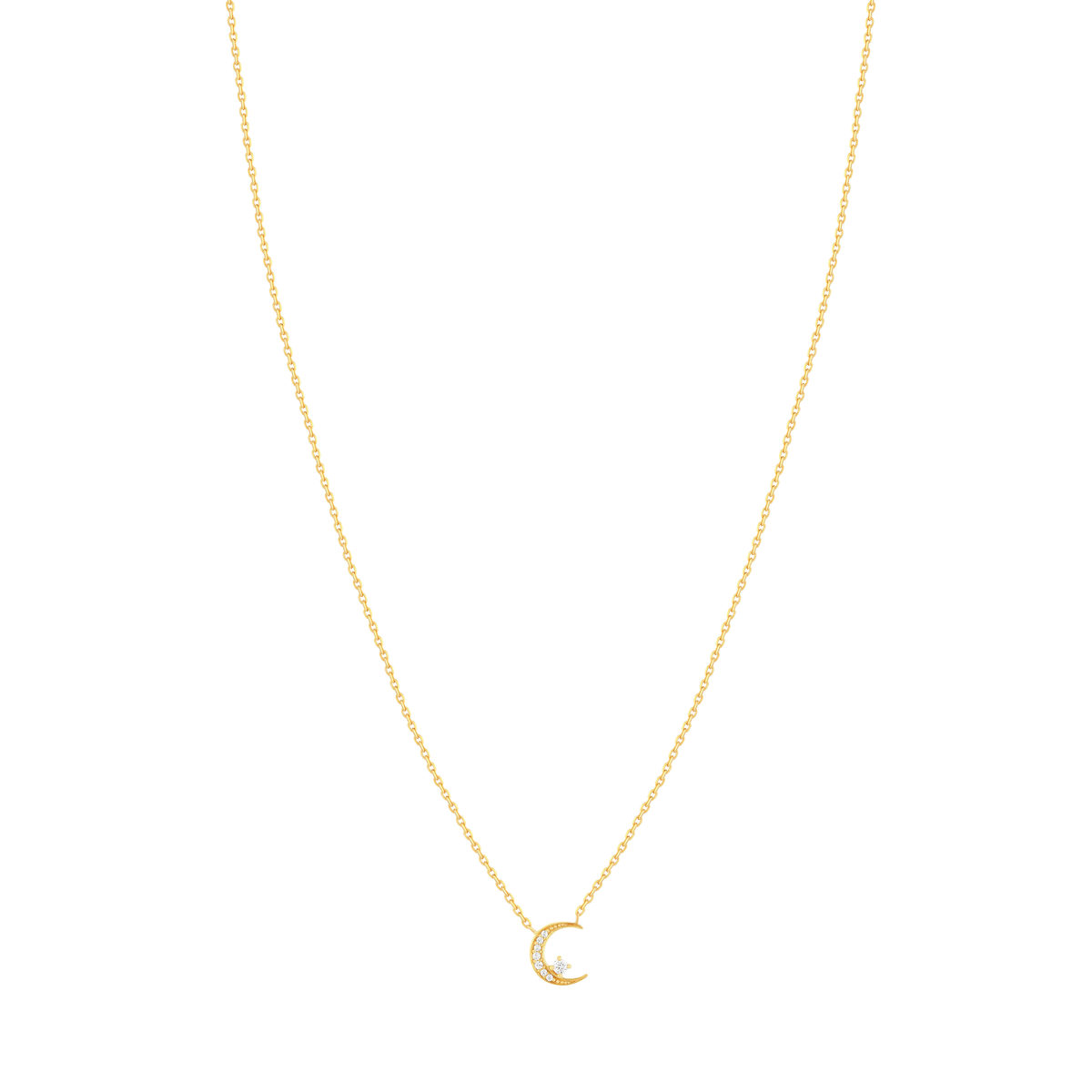 Collier plaqué or lune et zirconias 45 cm - vue 2