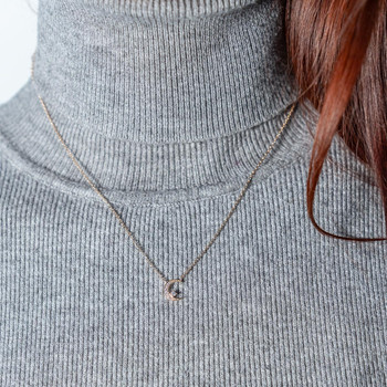 Gold-plated moon necklace with zirconias 45 cm