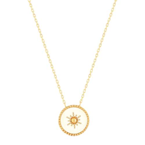Gold-plated white lacquer necklace 45 cm