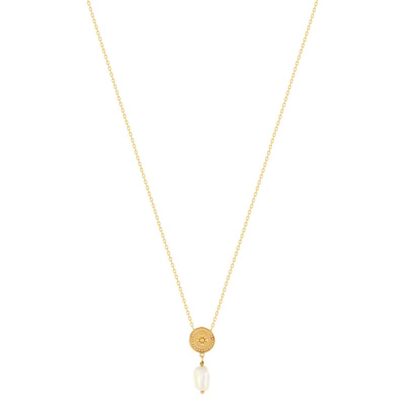 Collier plaqué or perle de culture 45 cm - vue 2