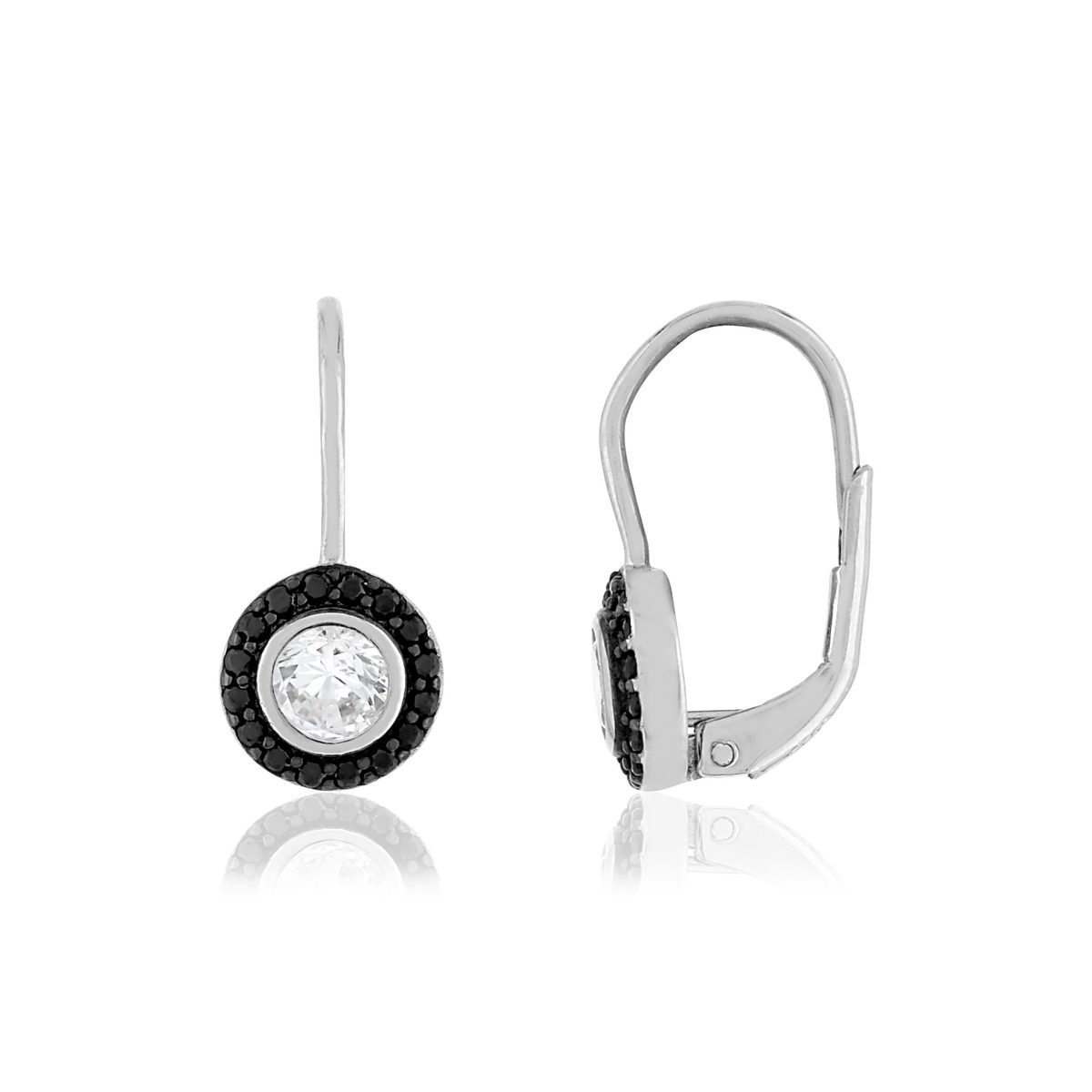 Boucles d'oreilles argent 925 zirconias blancs et noirs.