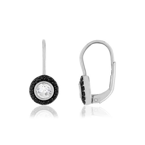 Boucles d'oreilles argent 925 zirconias blancs et noirs.
