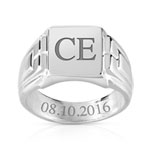 Chevalière argent 925 carrée - vue D1