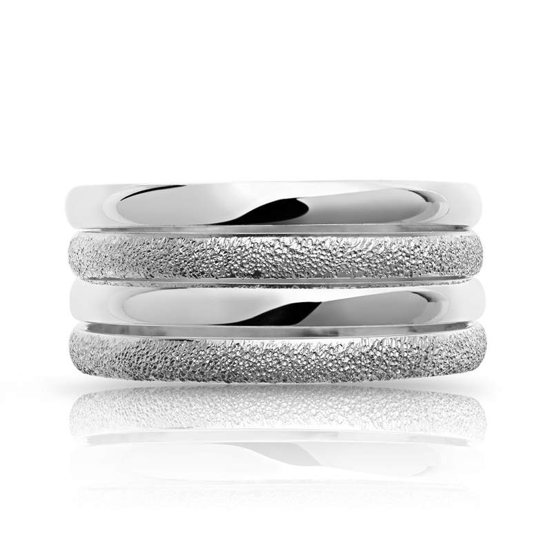 Bague argent 925 polie et granitée - vue 3