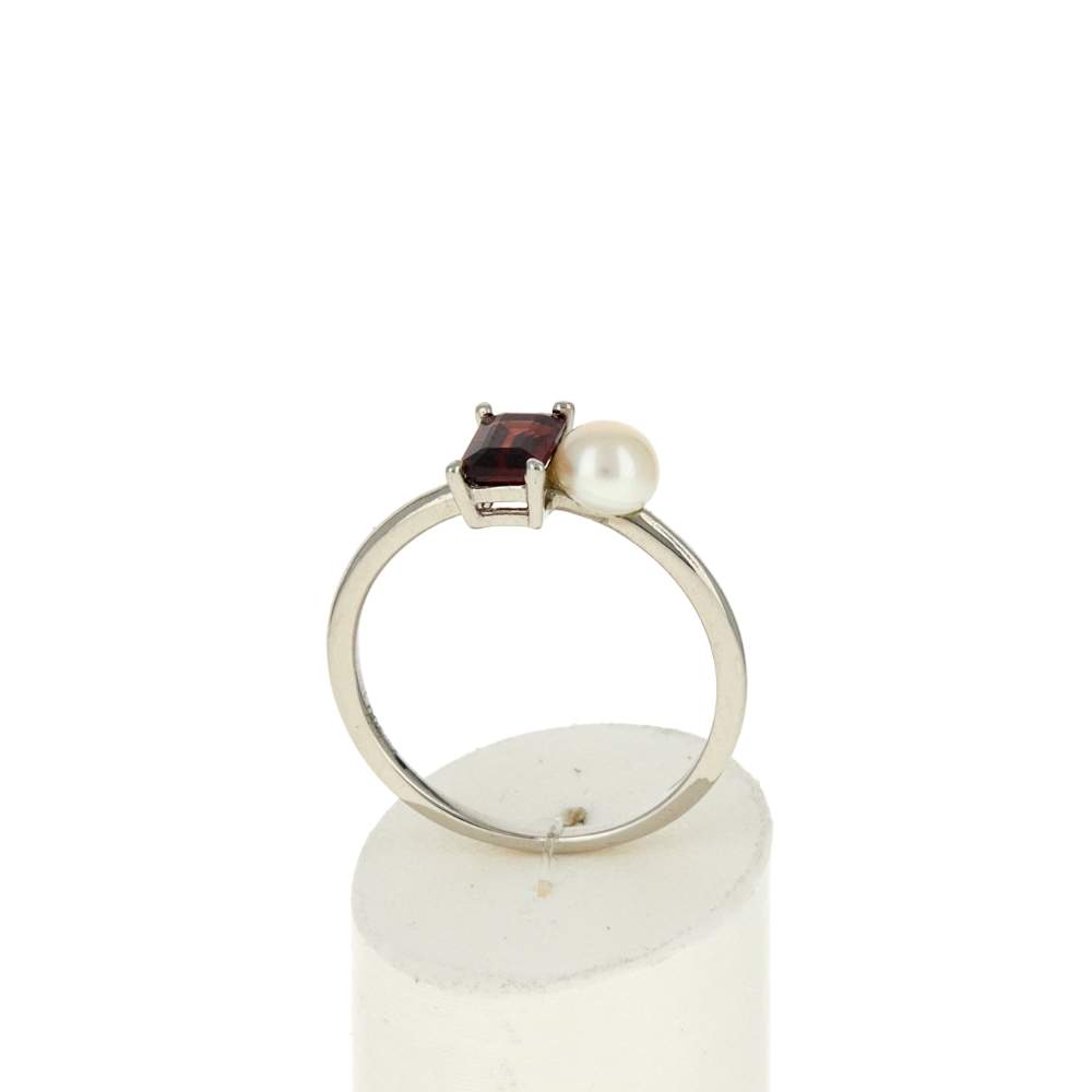 Bague argent 925 perle de Chine et grenat - vue 3