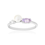 Bague argent 925 perle de Chine améthyste et topaze blanche - vue 1