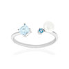 925 sterling silver ring with Chinese pearl and London Blue treated topazes - view V1