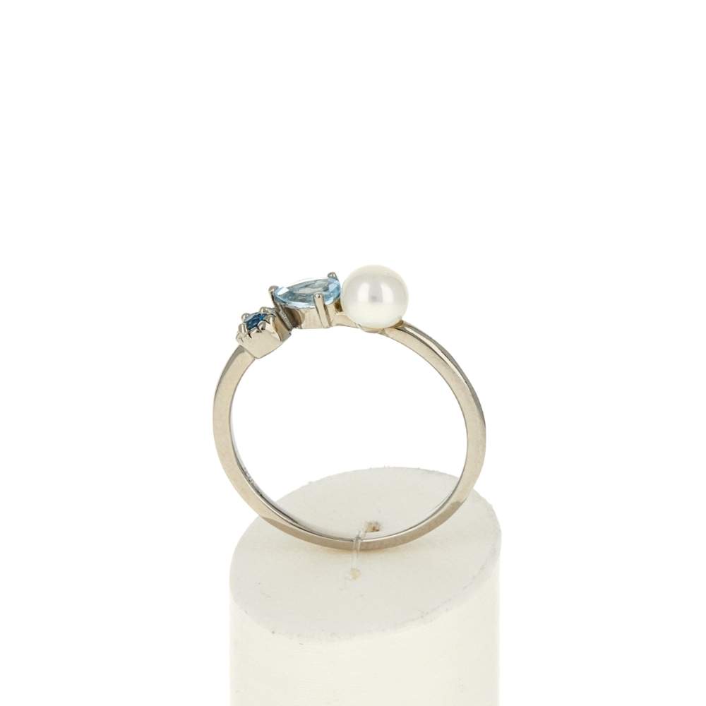 Bague argent 925 perle de Chine et topazes traitées - vue 2