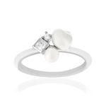 Bague argent 925 perle de Chine et zirconias - vue 1