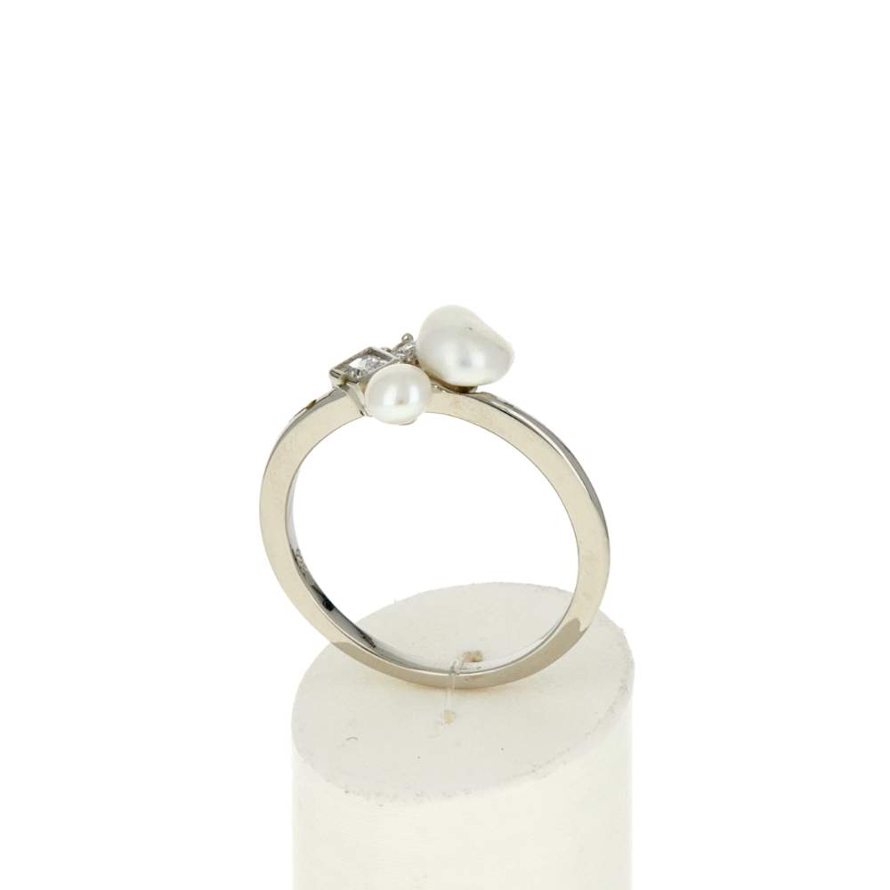 Bague argent 925 perle de Chine et zirconias - vue 2
