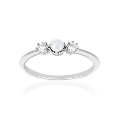 Bague argent 925 perle de Chine et zirconias - vue 1