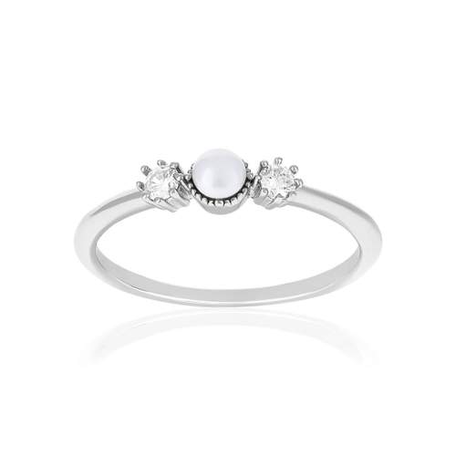 925 silver ring with Chinese pearl and zirconias