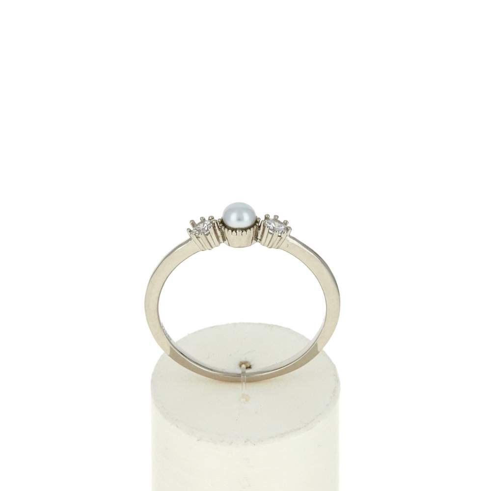 Bague argent 925 perle de Chine et zirconias - vue 2
