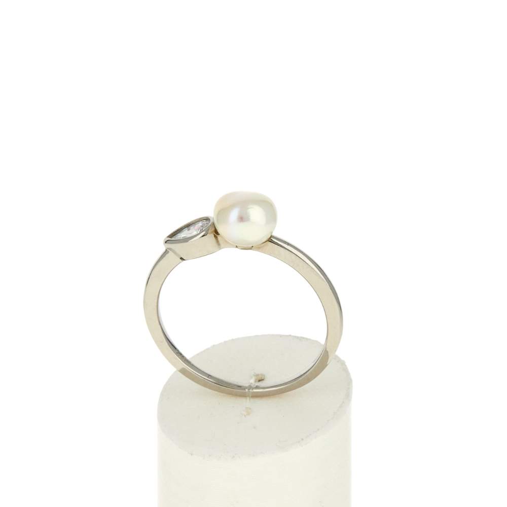 Bague argent 925 perle de Chine et zirconias - vue 2