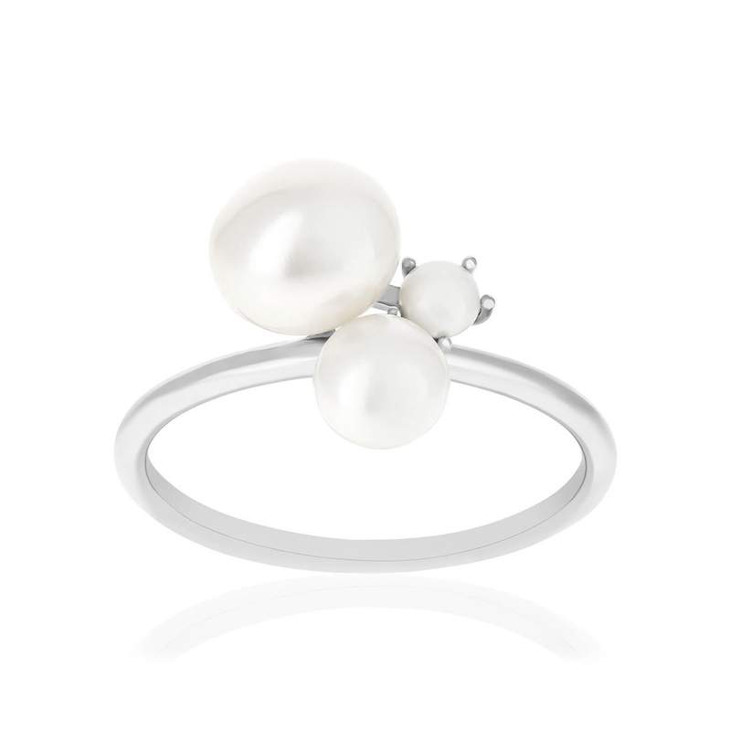 925 sterling silver ring with Chinese pearls - view 1