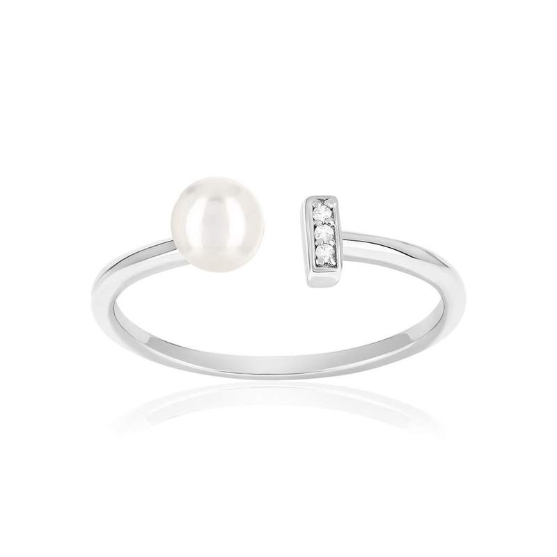 Bague argent 925 perles de Chine et zirconias - vue 1