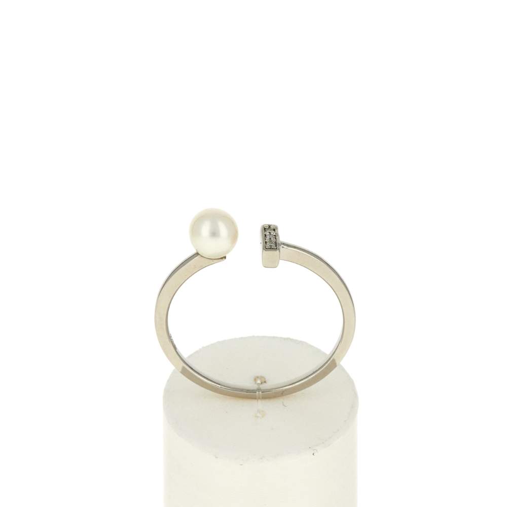 Bague argent 925 perles de Chine et zirconias - vue 1
