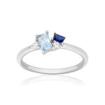 Bague argent 925 topazes traitées et zirconias - vue 1