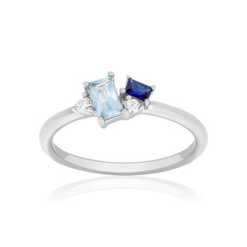 925 sterling silver ring with treated topaz and zirconia stones