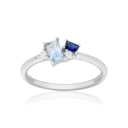 Bague argent 925 topazes traitées et zirconias