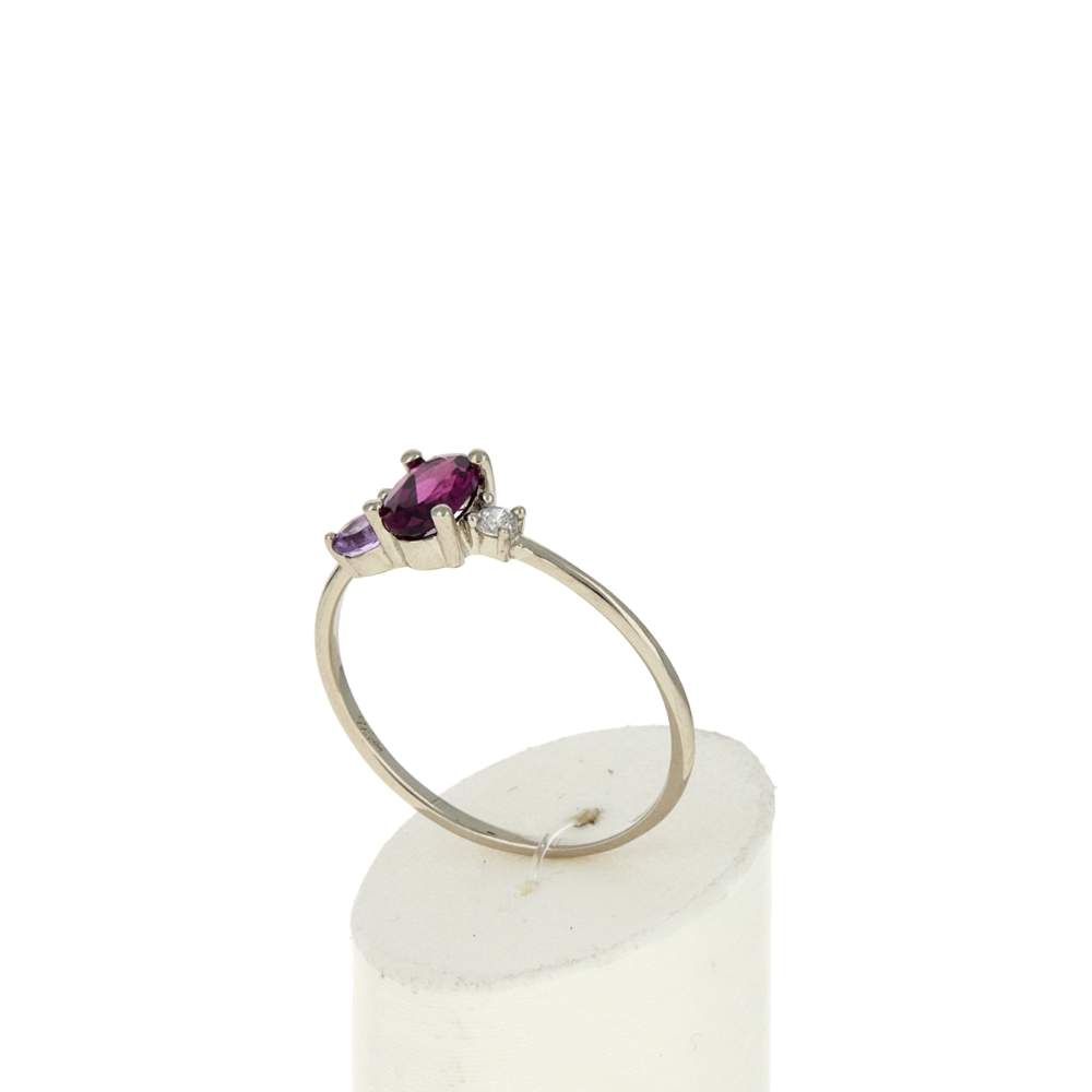 925 Sterling Silver Ring with Rhodolite Garnet, Amethyst, and White Topaz - View 3
