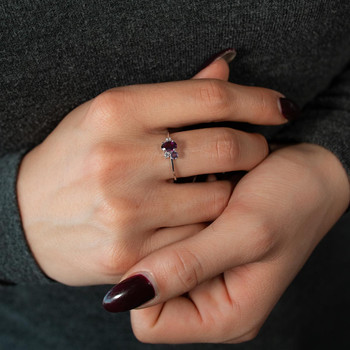 Bague argent 925 grenat rhodolites améthyste et topazes blanches traitées