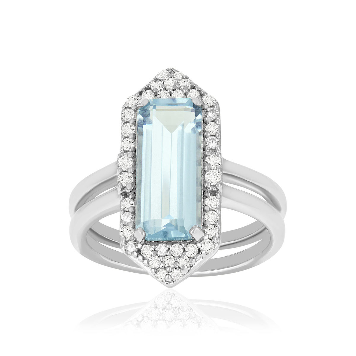 Bague argent 925 quartz bleu synthétique et zirconias