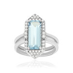 Bague argent 925 quartz bleu synthétique et zirconias - vue 1