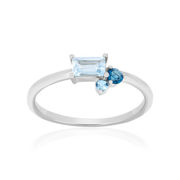 Bague argent 925 topazes bleues traitées