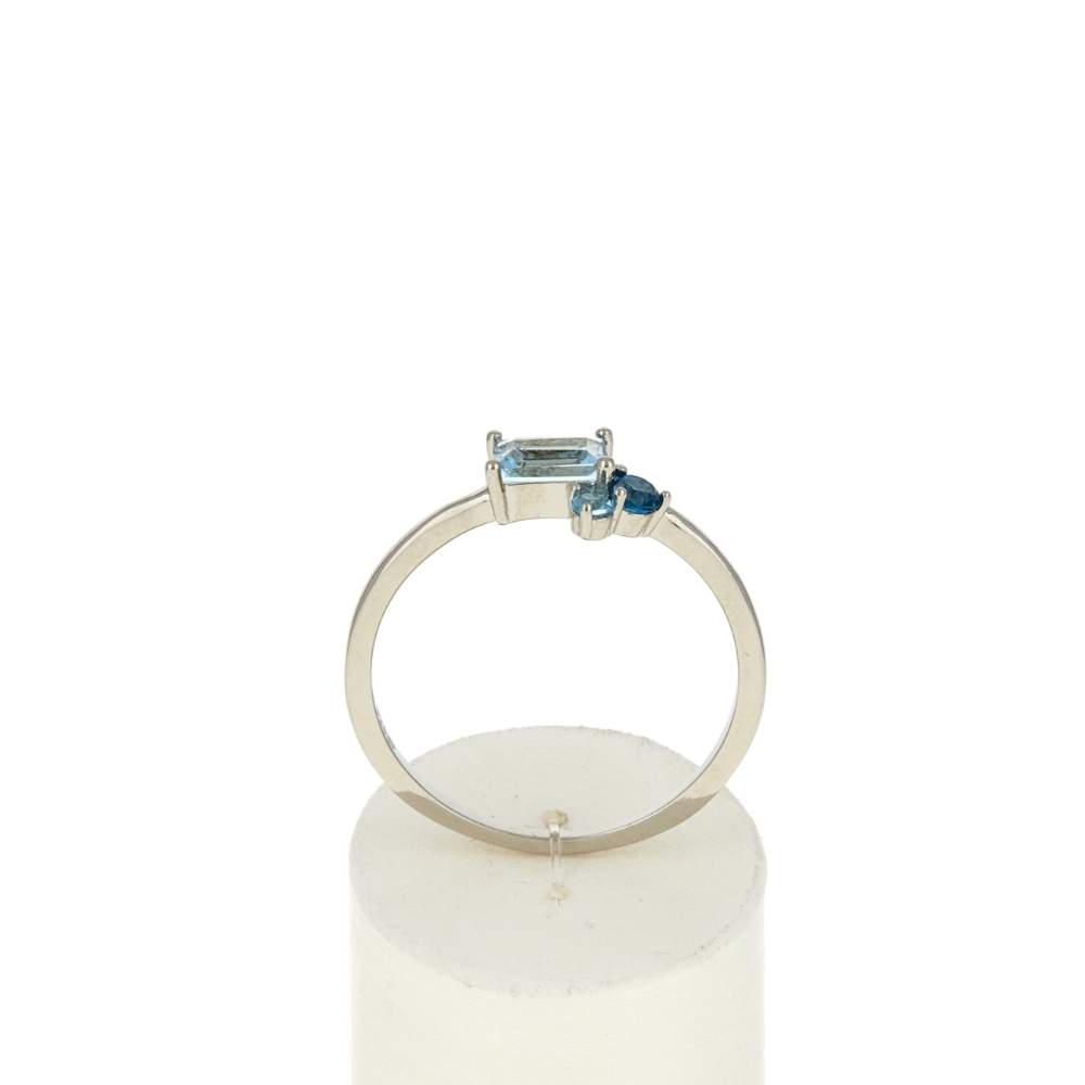Bague argent 925 topazes bleues traitées - vue 1