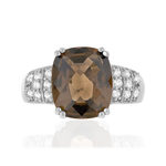 Bague argent 925 quartz fumé et zirconias - vue 3