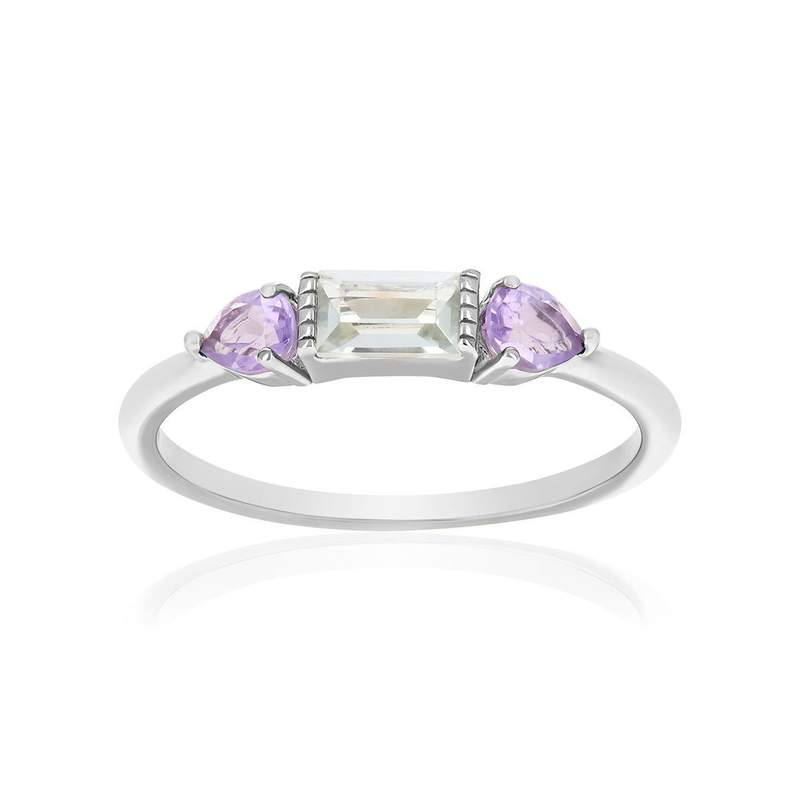 Bague argent 925 améthystes quartz vert - vue 1