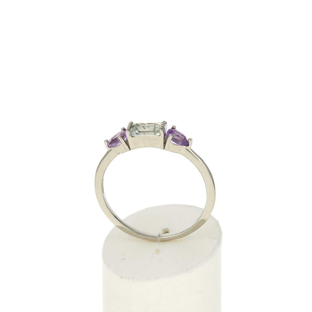 Bague argent 925 améthystes quartz vert - vue 2