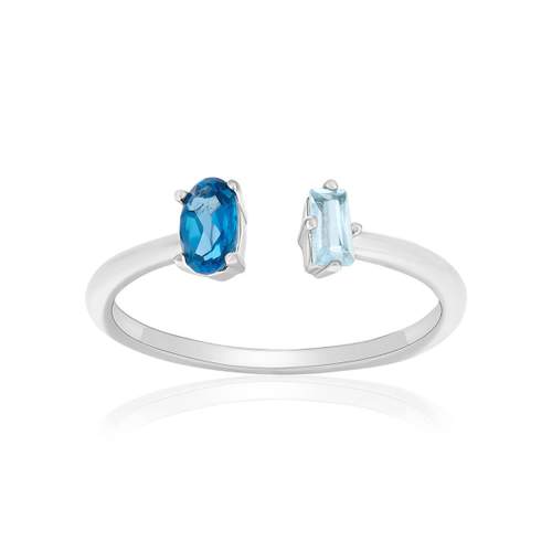 Bague argent 925 topazes traitées