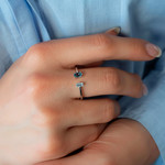 Bague argent 925 topazes traitées - vue porté 1