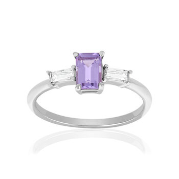 Bague argent 925 améthyste et topazes blanches