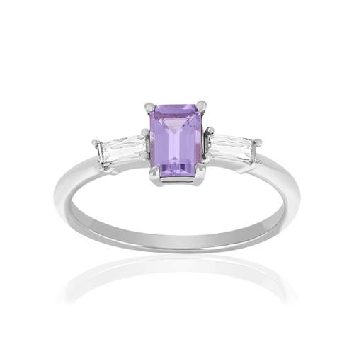 925 zilveren ring met amethist en witte topaas