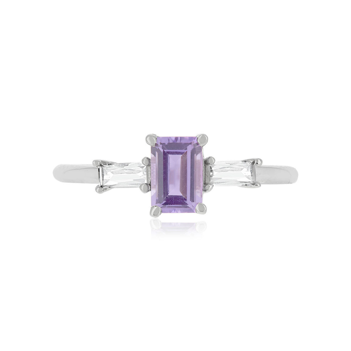 Bague argent 925 améthyste et topazes blanches - vue 3