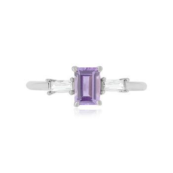 Bague argent 925 améthyste et topazes blanches