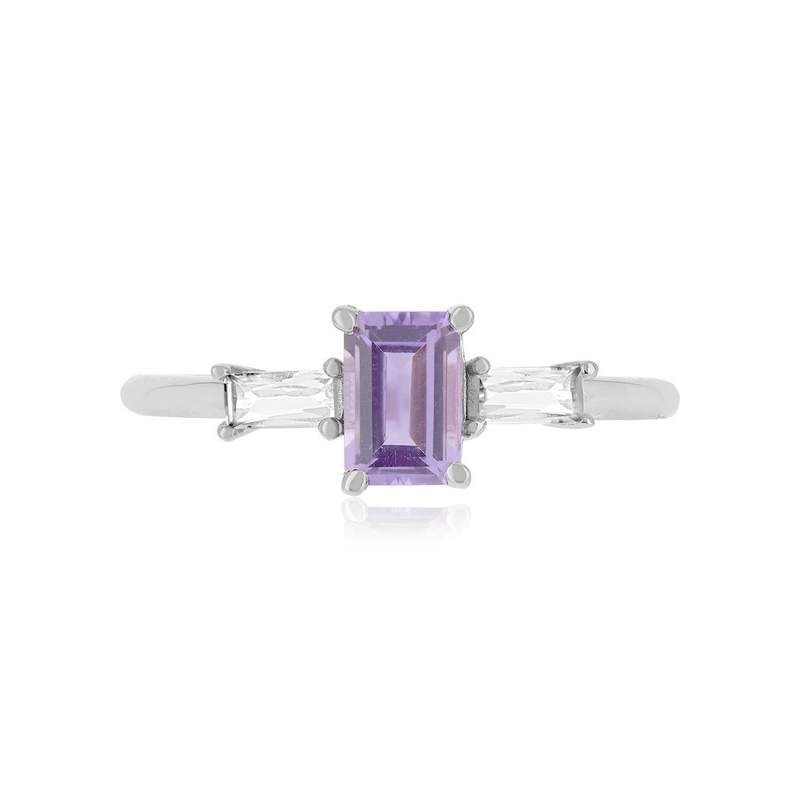 Bague argent 925 améthyste et topazes blanches - vue 3