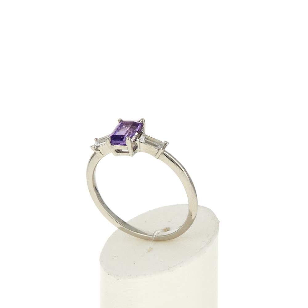 Bague argent 925 améthyste et topazes blanches - vue 3