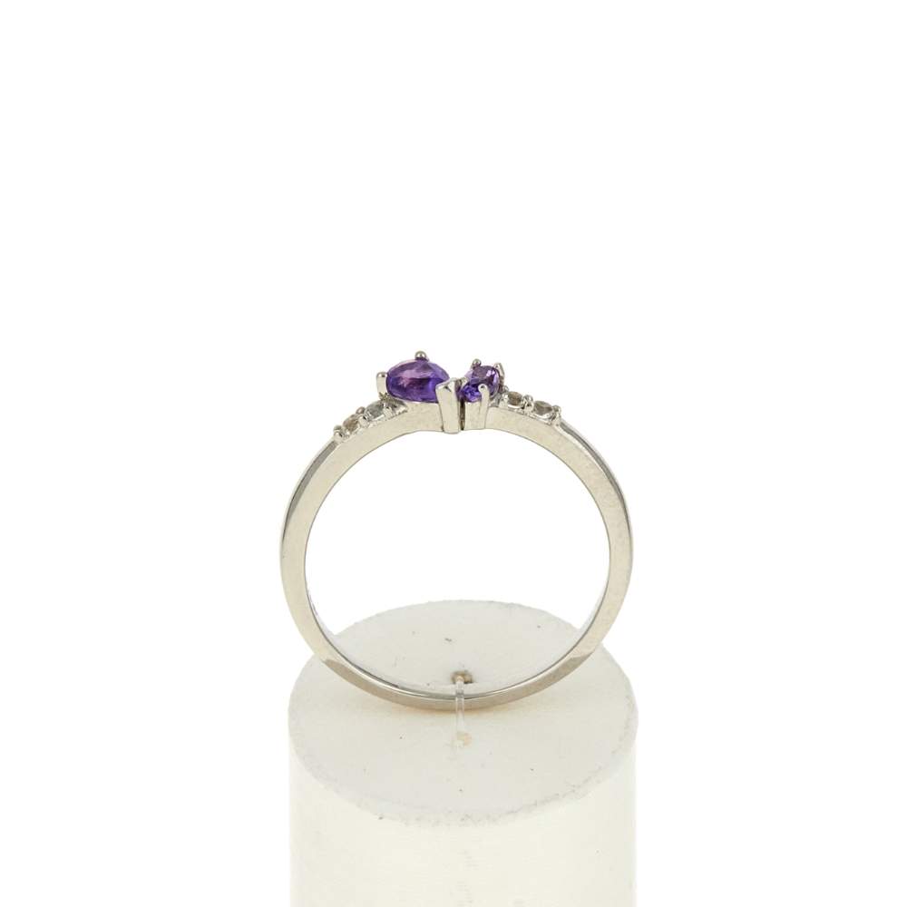 Bague argent 925 améthystes et topazes blanches - vue 2