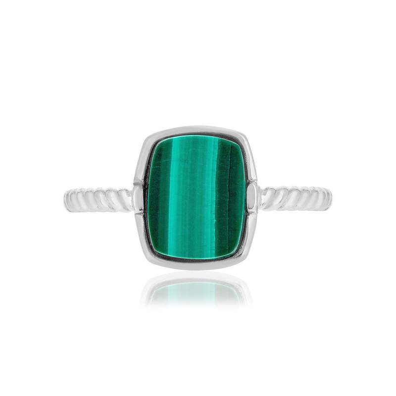 Bague argent 925 malachite - vue 3