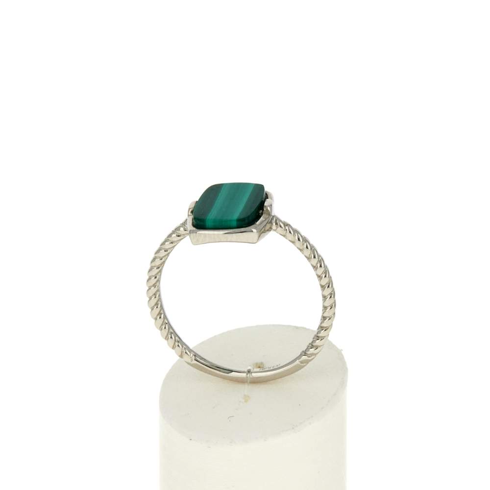 Bague argent 925 malachite - vue 2