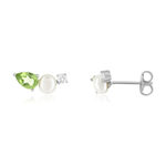 Boucles d'oreilles argent 925 perles de culture de Chine péridots et topazes blanches - vue 1