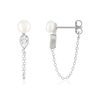 Boucles d'oreilles argent 925 perles de culture de Chine et zirconias - vue V1