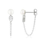 925 sterling silver earrings with cultured pearls from China and cubic zirconia - view 1