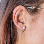 925 silver earrings with Chinese cultured pearls and zirconias - view worn 1
