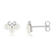 Boucles d'oreilles argent 925 perles de culture de Chine et ziconias